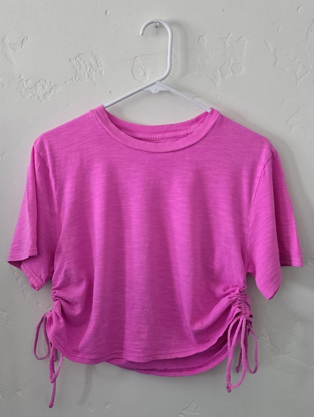 Universal Thread Pink Cropped Tee Side Ruched Drawstring Top Size Small Y2K